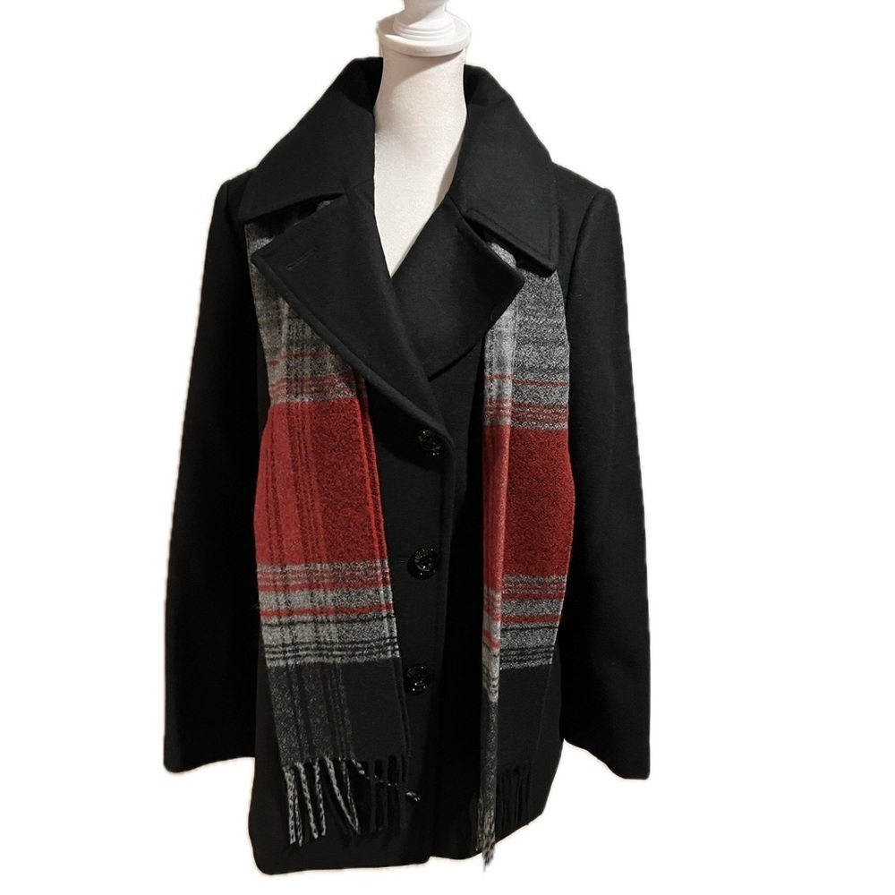 NWT London Fog Prescott Double-Breasted Wool Coat w/ Scarf | Size Medium - Picture 4 of 8